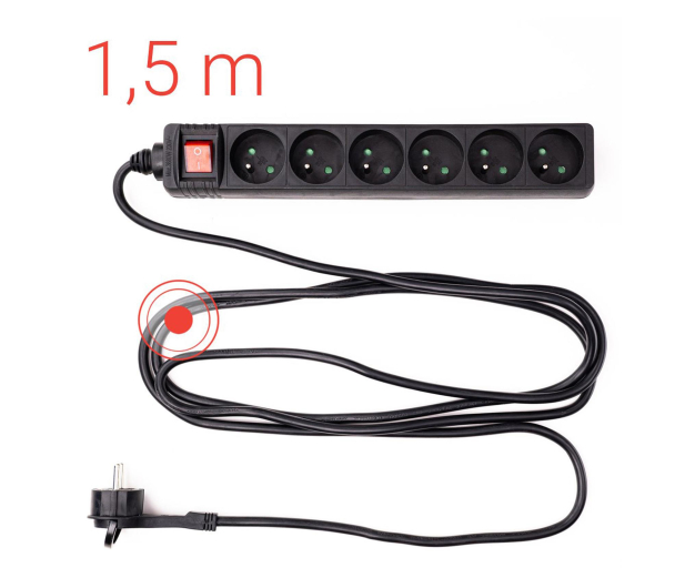 HAMA Listwa zasilająca Standard 6gn, 1.5m, czarna - 1416393 - zdjęcie 7